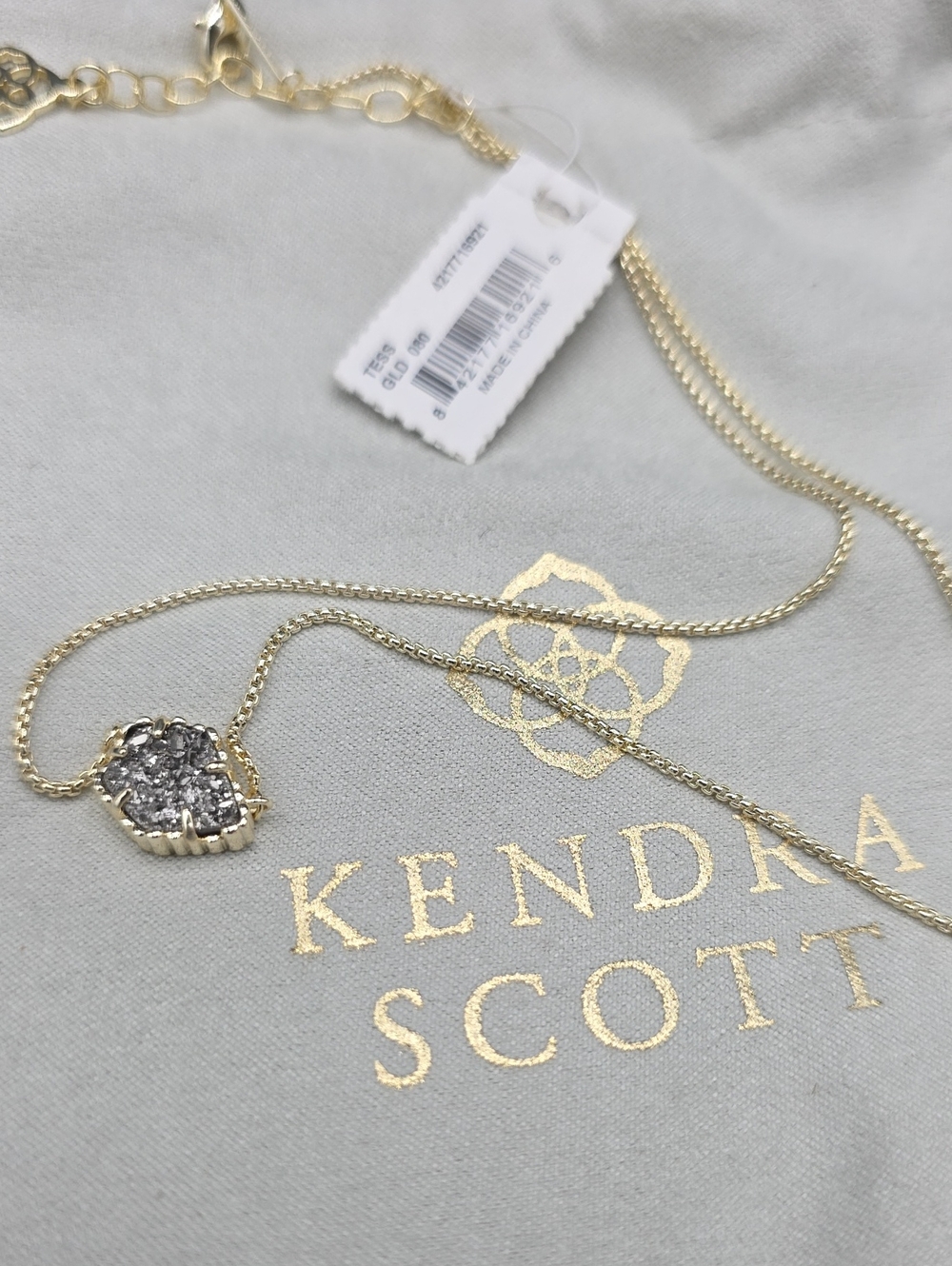 Kendra Scott Gold Chain Platnim Druzy Pendant Necklace - Gold